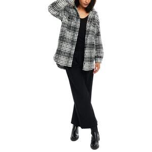 NWT LBLC The Label Pamela Black White Plaid Button-Up Shirt Jacket Shacket Sz L